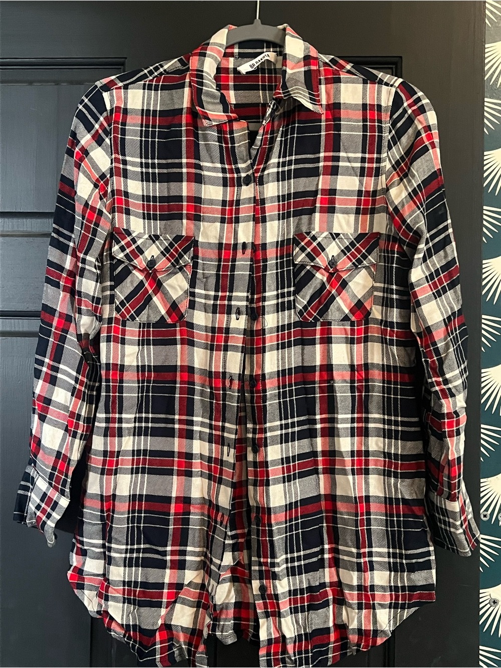 BB Dakota Red, Navy & White Plaid Button-Down Shirt